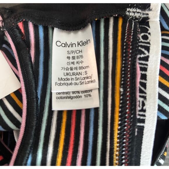 NWT Calvin Klein Rainbow Multicolor Striped Unlined Bralette, Size Small Bra - Picture 12 of 16